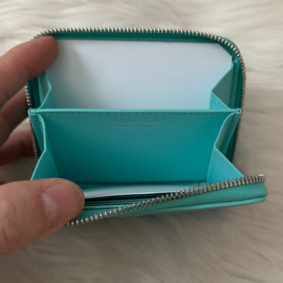 TIFFANY & CO Please Return To Heart Lock Pebble leather Small Zippy Wallet - Picture 4 of 5